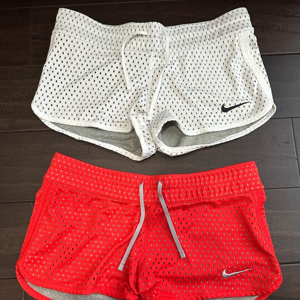 Nike Mesh Reversible Running Short 2 Pairs Women’s Size XS White And Orange